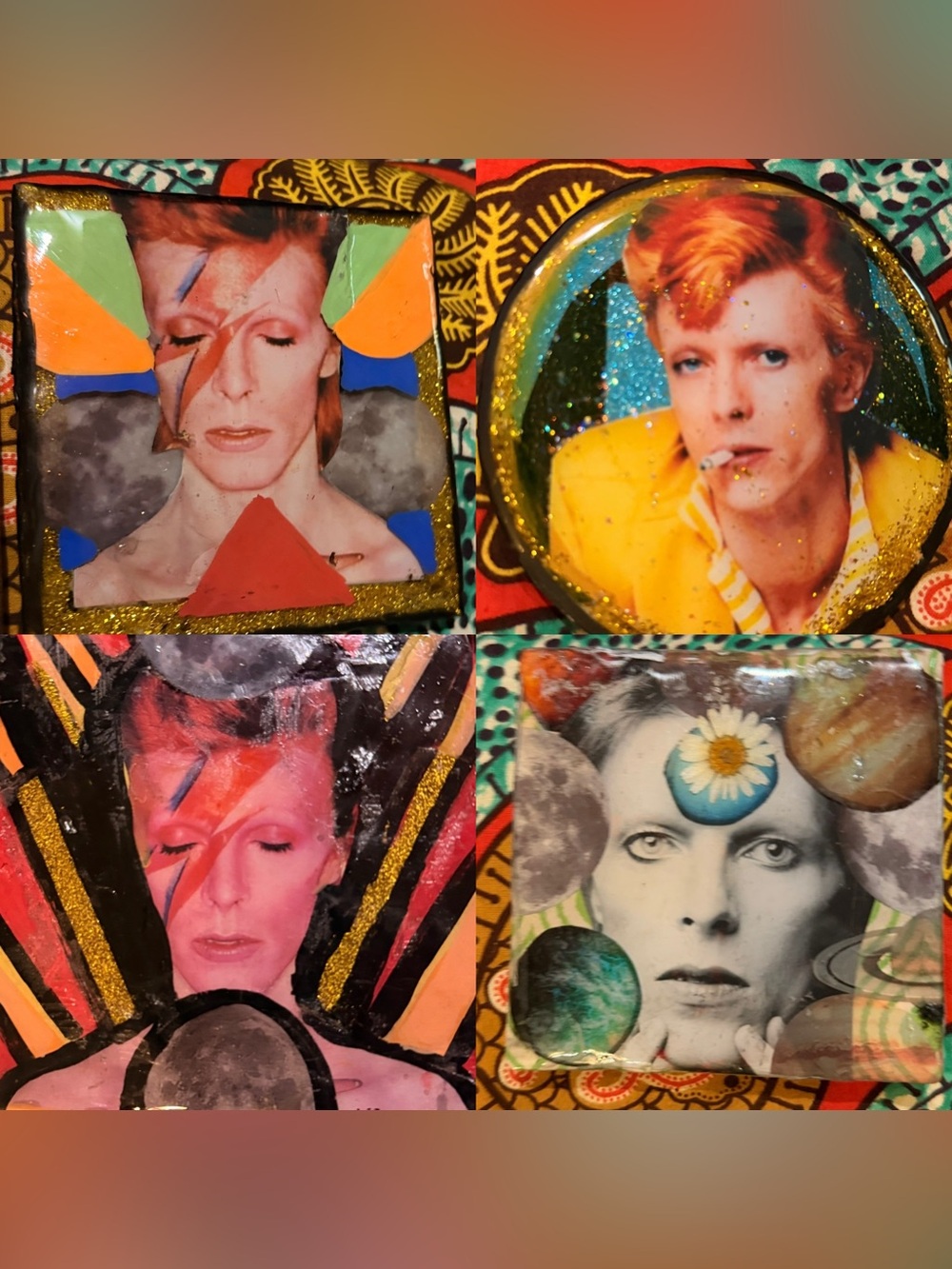 🔥VARIOUS HANDMADE DAVID BOWIE ART COASTERS ONE-OF-A-KIND! Other bands available